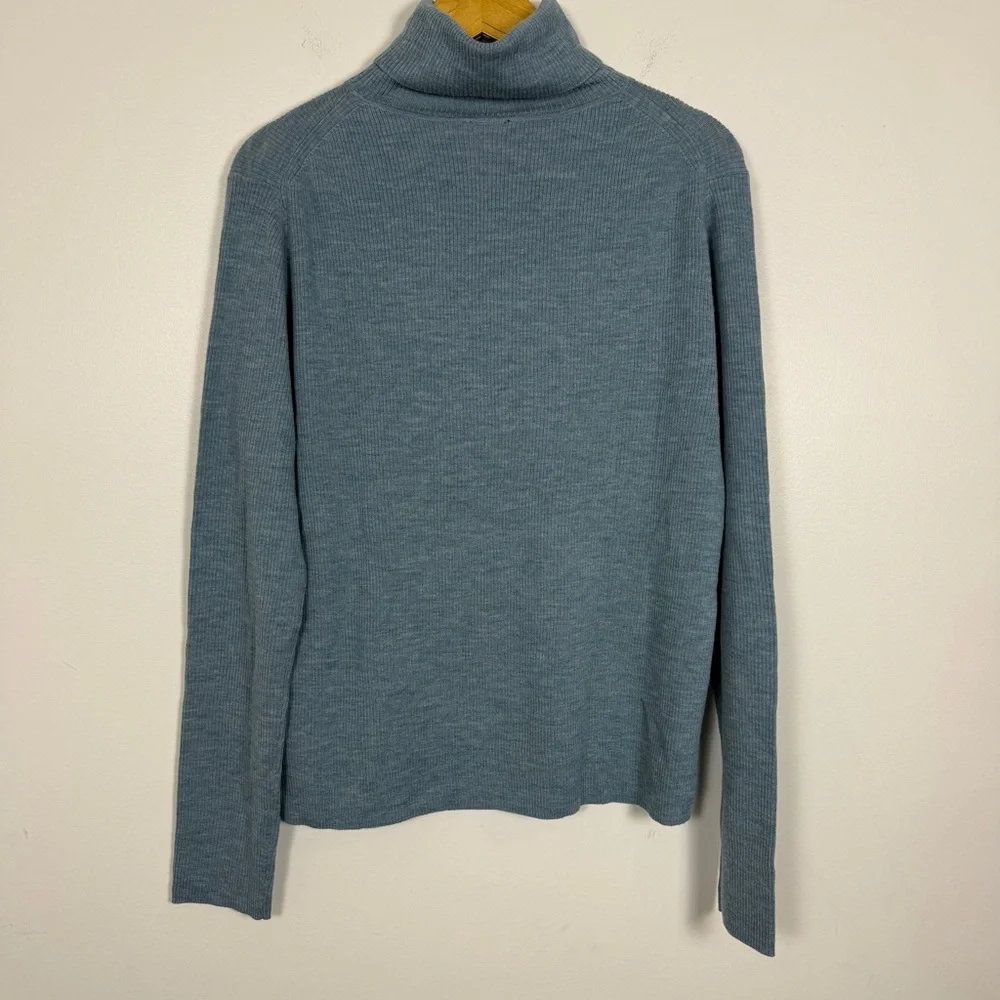 Pendleton 100% Merino Wool Turtleneck Sweater XL Blue Rib Knit Classic